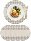 Round Placemat Set of 4 Gray Buffalo Check on Retro Linen Faux Leather