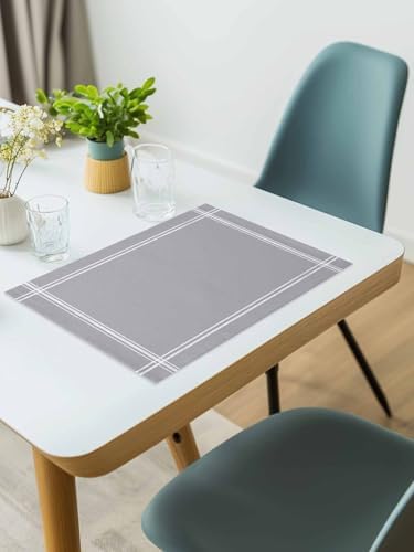 Placemats Set of 8 for Dining Table, Solid Color Gray Washable