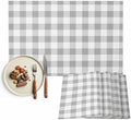 Placemats Set of 8, Grey Plaid Cotton Linen Place Mats, Gradient