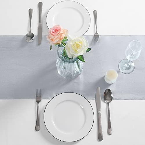 Manyshofu Grey Satin Table Runner 12x72 - 4 Pieces