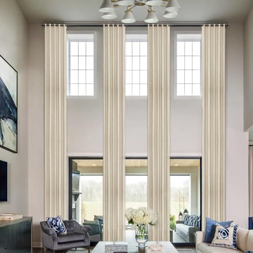 Frelement 108 Inches Extra Long Blackout Linen Curtains for High