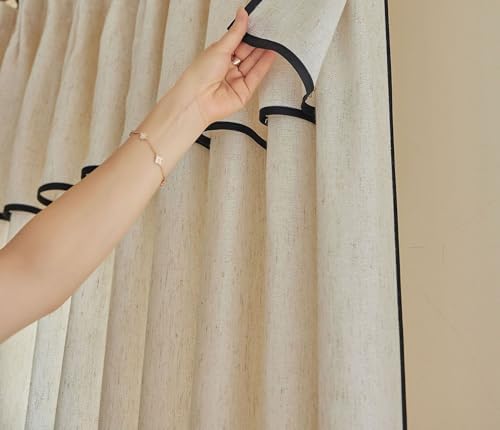 Beydodo Bedroom Curtains 63 Inches Long, Semi Sheer Curtains for