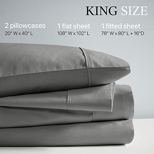 Madison Park 1000 TC Cotton Blend Sheet Set, King Size, Charcoal