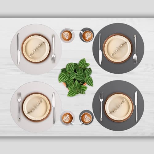 Myir JUN 15 Inches Round Placemats Set of 6 Faux Leather Place Mats