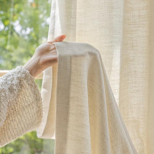 Sand Beige Privacy Window Curtains 108 inches Long, Double Pleated