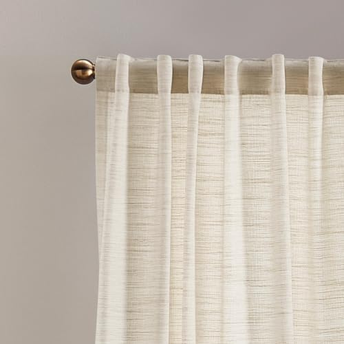 DKNY Sartel Light-Filtering Curtains Backtab 50 x 96 Linen Beige, 2