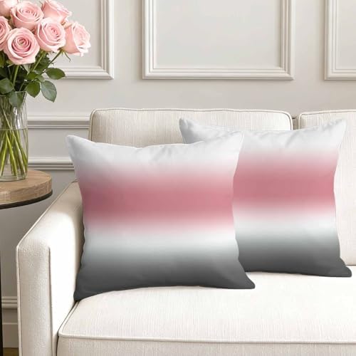 Pink and Grey Gradient Throw Pillow Covers 18x18 inch Set of 2