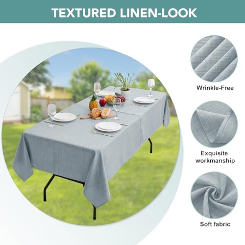 LUSHVIDA Outdoor Tablecloth with Umbrella Hole, Light Gray, 52x70 Inch
