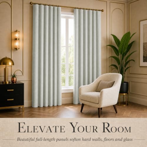 DECOLURE 100% Blackout Linen Curtains 120 Inches Long | Light Beige