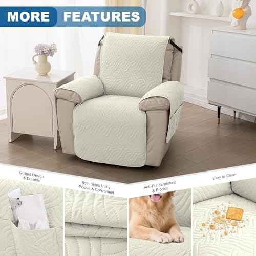 Deep Dream Waterproof Recliner Chair Cover, Small, Off White