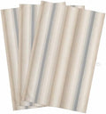 Creamy Beige Stripes Kitchen Towels Set of 3 Gray Taupe Ombre Lines