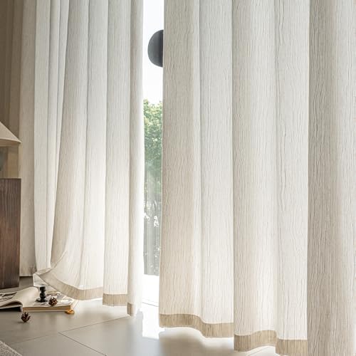 SUOUO Rustic Crinkled Linen Textured Semi-Sheer Curtains 84 Inches 2