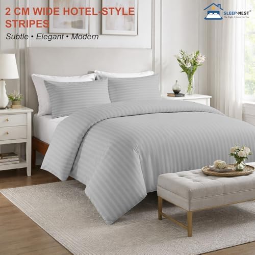 SLEEP-NEST Hotel Luxury Classic Wide Stripe Duvet Cover King 104x90