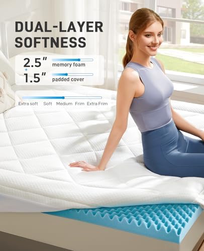 PERLECARE Queen Mattress Topper, 4 Inch Mattress Topper Queen for Back