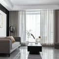 Gray Semi Sheer Curtains 63 inch Long 2 Panels, Solid Color Grommet