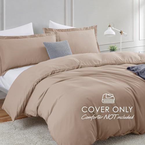 Hearth & Harbor Khaki Duvet Cover Queen Size, 3 Piece Bedding Set
