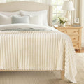 decorUhome Beige Fleece King Blanket 108x90 Inches