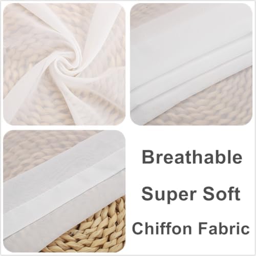 Triple Pleated Cream White Sheer Curtains Extra Long Tulle 96 Inches