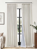 Jowels Natural Pinch Pleated Linen Blackout Curtains 90 inch Long 2