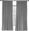 TWOPAGES 120W x 96L Pinch Pleat Room Darkening Velvet Curtain, Grey
