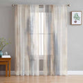 Beige Gray Sheer Curtains 63 Inches Length 2 Panels Set, Window Sheer