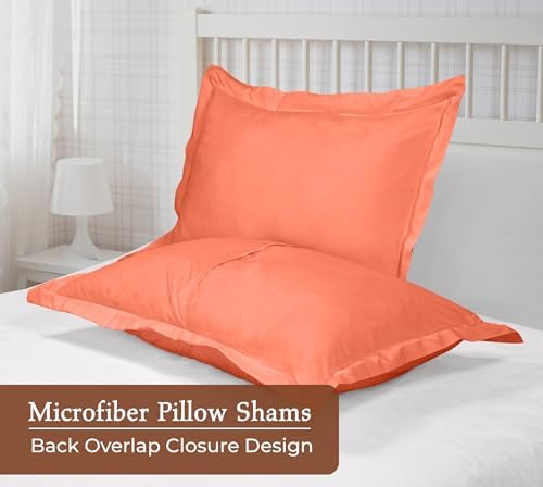 Royale Linens Microfiber King Size Pillow Shams Set of 2 - Coral Shams