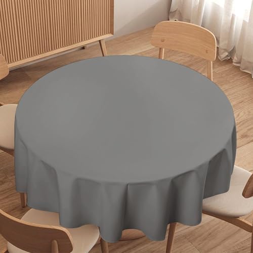 Grey Solid Color Classic Elegant Tablecloth Washable Dinng Table