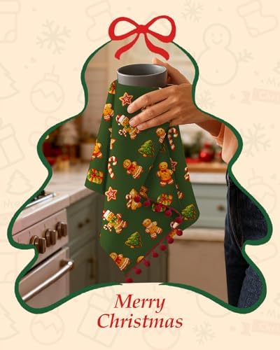 Miss Adola Christmas Kitchen Towels with Tassels - Cotton Christmas