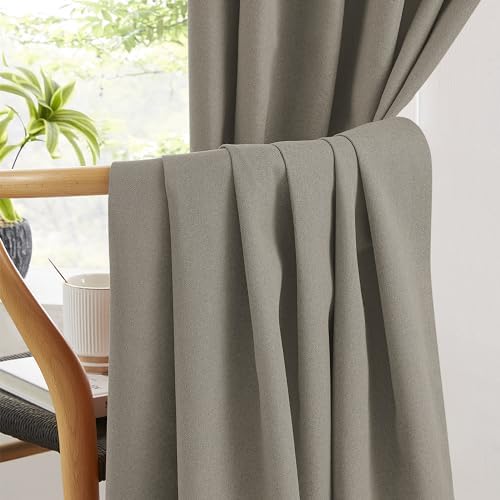 KEQIAOSUOCAI Taupe Blackout Curtains 96 Inches Long 2 Panels Back Tab