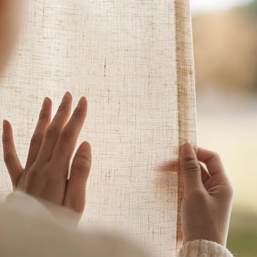 jinchan Linen Curtains Light Filtering Back Tab 50x72 Inch 2 Panels
