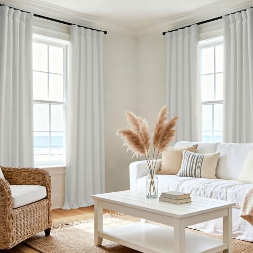Faux Linen Curtains for Living Room (1 Panel) - 50W X 108L, Oyster