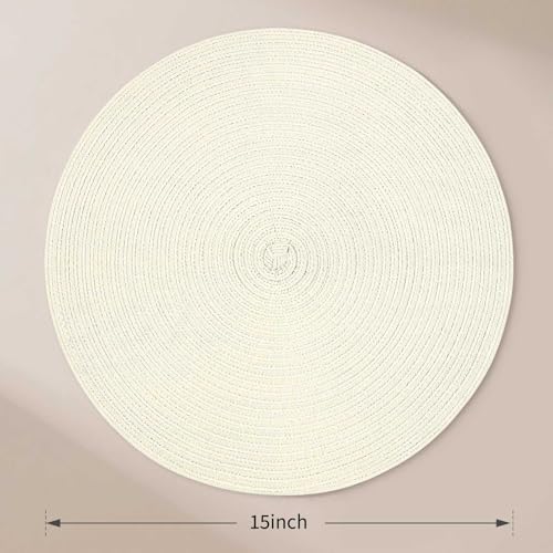 FunWheat Round Braided Placemats Set of 6 Place mats for Dining Tables
