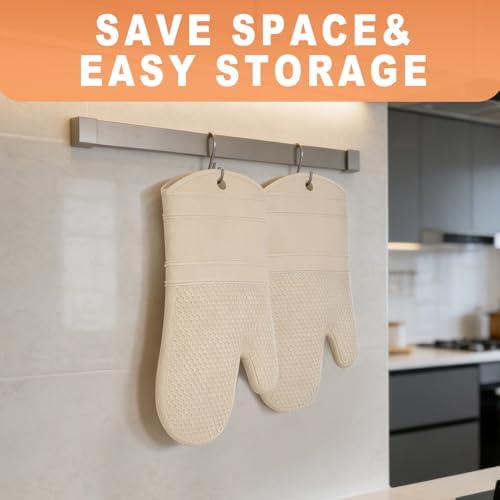 YUTAT Silicone Oven Mitts,Heat Resistant 2PCS Oven Mitts with Soft