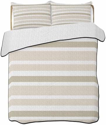 90x96in Quilt Bedding Set Minimalist Stripes Breathable Summer Cooling