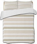 90x96in Quilt Bedding Set Minimalist Stripes Breathable Summer Cooling