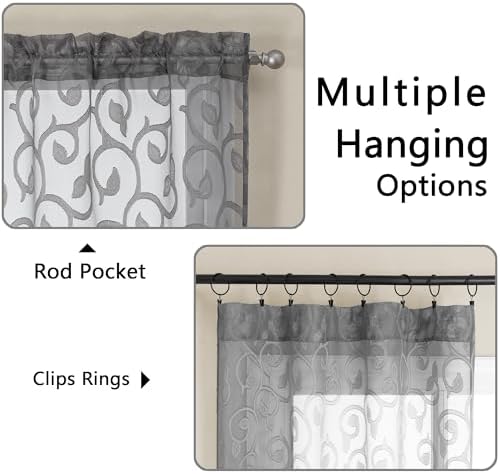 OWENIE Furman Sheer Curtains 63 inch Length for Bedroom Living Room 2