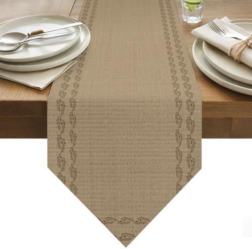 Table Runners 13x108 Inches Long, Beige Textured Woven Pattern Table