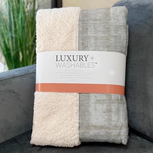 Addison Rugs ASB872 Taupe 50" x 70" Oversized Sherpa Throw Blanket