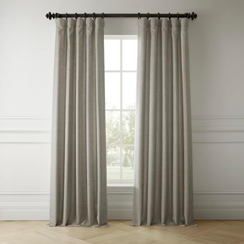 Italian Faux Linen Curtains For Living Room (1 Panel) 50W X 96L, Taupe