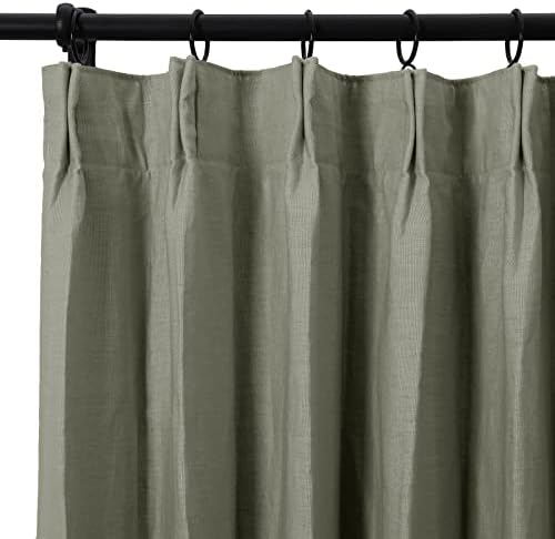 ChadMade Belgian Flax Linen Curtain 52x108 Inch Pinch Pleat Drape Pure