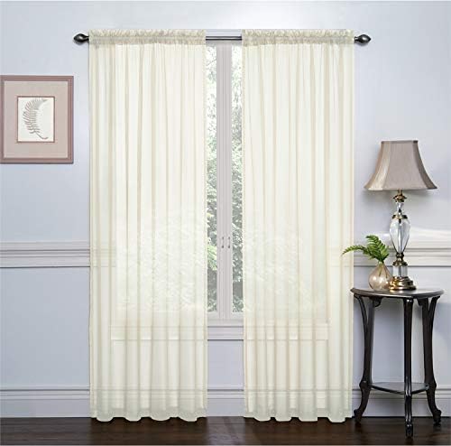 Sapphire Crystal Sheer Voile 2-Pack Rod Pocket Window Panel, Great for