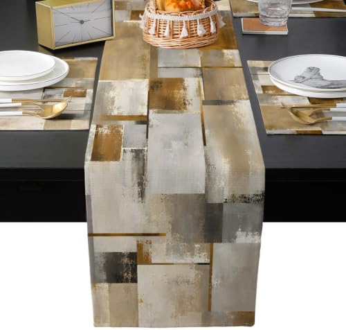 Brown Abstract Table Mats Set of 6 with Table Runner 90 Inches