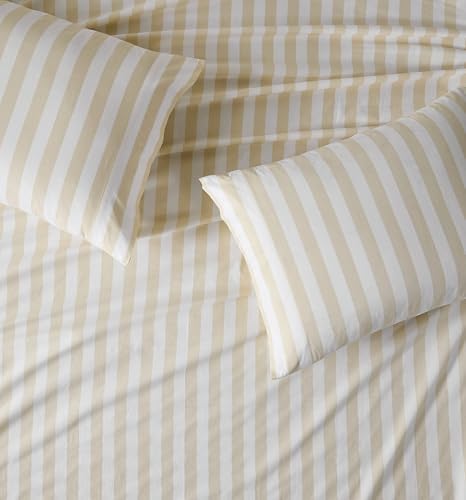 Brooklyn Loom Levi Stripe White/Ivory Full 4 Piece Sheet Set