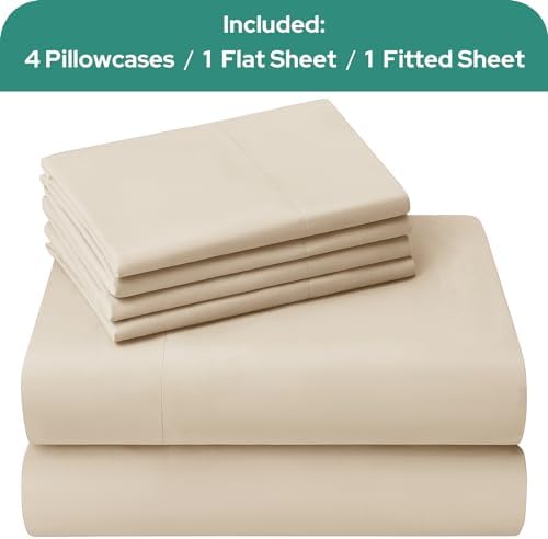HOMEIDEAS Full Size Bed Sheets - 6 Piece Set (Cream) - Extra Soft