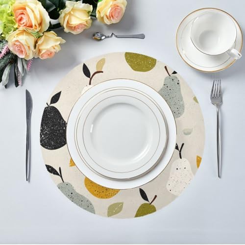 Style Pear Gray round place mats rustic reversible placemats tapete