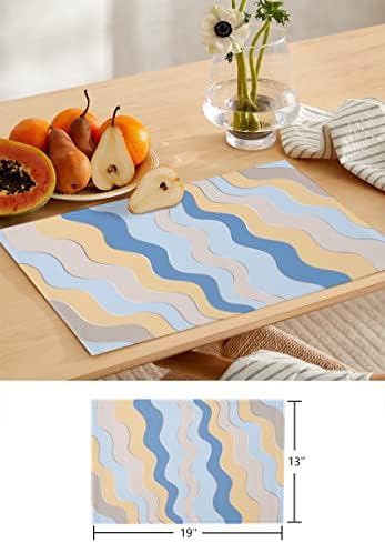 Geometric Ripple Table Mats Set of 4 With Table Runner 90 Inches