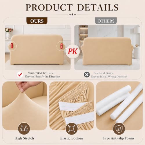 Sofa Cover Stretch Soft Washable with Non-Slip Foam Elastic Bottom