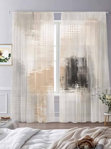 Modern Minimalist Semi Sheer Curtains 108 Inches Long Window