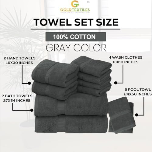 GOLD TEXTILES Luxury 10 Piece Towel Set