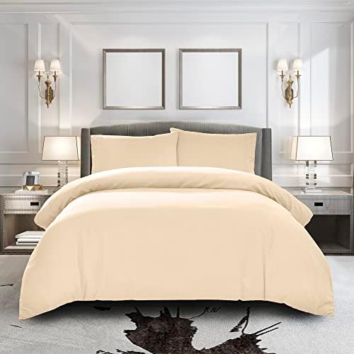 Pure Bedding Duvet Cover Queen Size - 3 Pieces Extra Soft Bedding Set